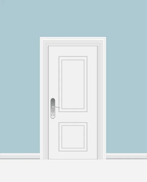 Puerta blanca cerrada con marco aislado sobre fondo. Vector Illu — Archivo Imágenes Vectoriales