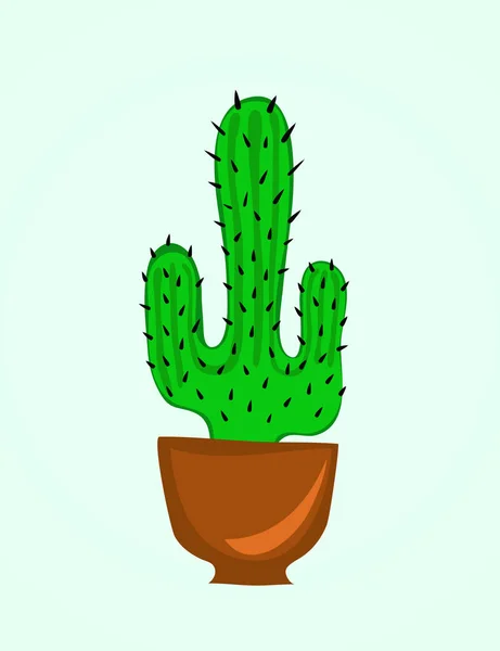 Bunga kaktus dalam pot, kartun. Ilustrasi Vektor - Stok Vektor