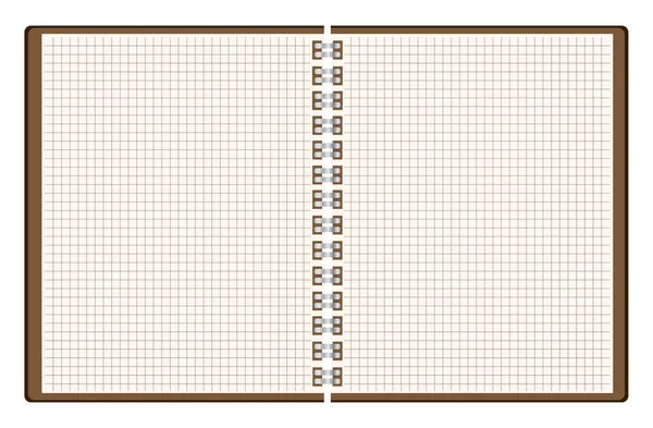 Cuaderno espiral en blanco con plantilla de páginas cuadradas. Vector Illust — Vector de stock