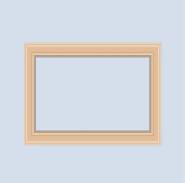 Empty wood frame on gray wall. Vector Illustration — Stock Vector