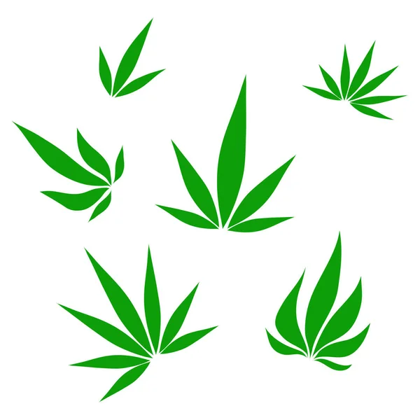 Set of green medical marijuana or cannabis, vector illustration — Stock Vector