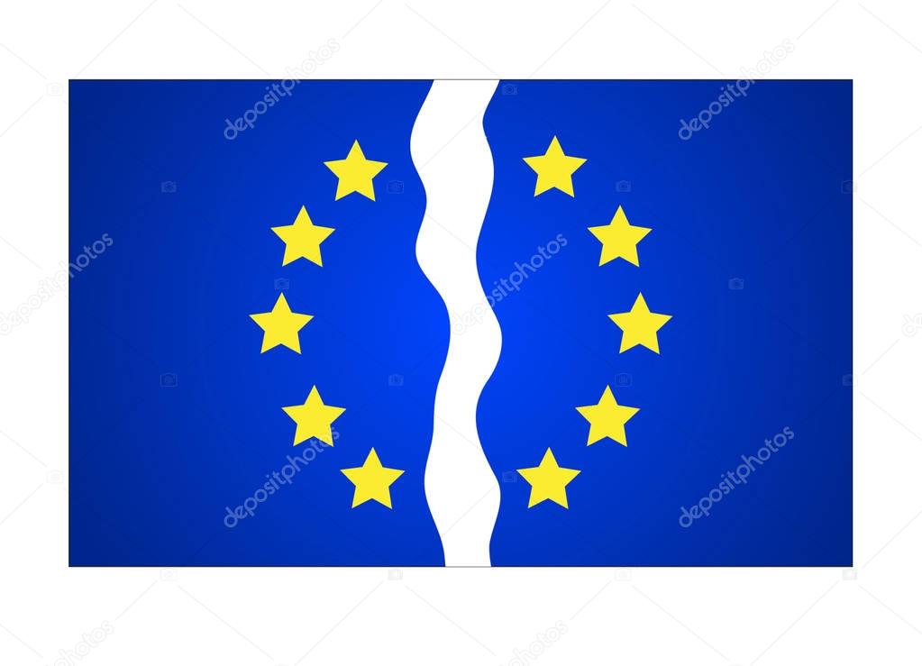 European Union Twelve Star Flag Torn. Vector Illustration