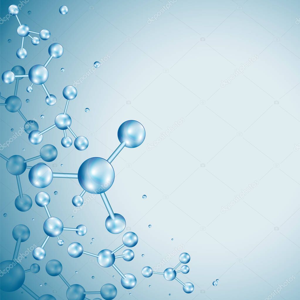 Abstract molecules design. Atoms. Molecular structure with blue 