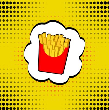 Vektör kırmızı kağıt kutusu, pop art lokanta patates IC patates kızartması