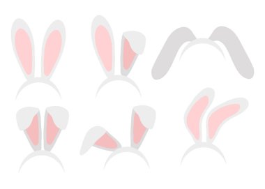 Paskalya bunny kulaklar maskesi el çizmek vektör çizim. Tavşan Kulağı