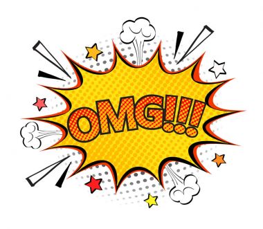 Komik konuşma balonu ile ifade metin Omg. Vektör parlak dyna