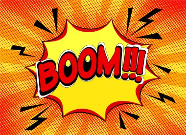 Boom pop sanat retro çizgi roman tarzı duygu konuşma balonu üzerinde kelime
