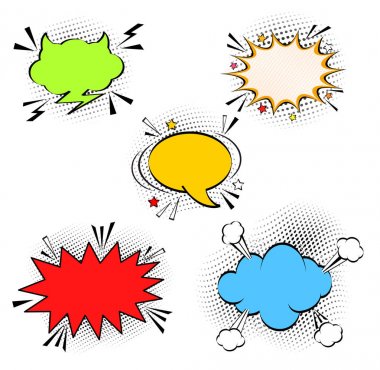 Yarı ton nokta arka planda retro üzerinde çizgi roman boş konuşma balonları 