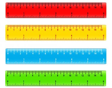 Renk okul santimetre ve inç vektör s cetveller ölçme