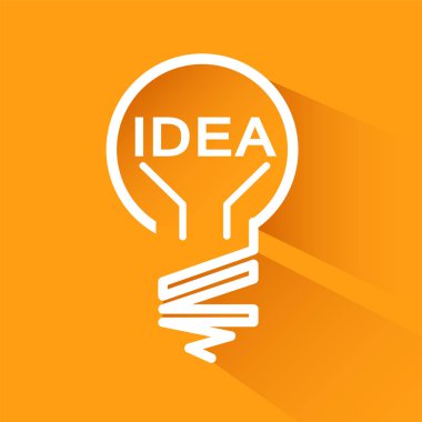 Fikir ampuller tasarım gölge, vektör hasta ile turuncu arka plan üzerinde