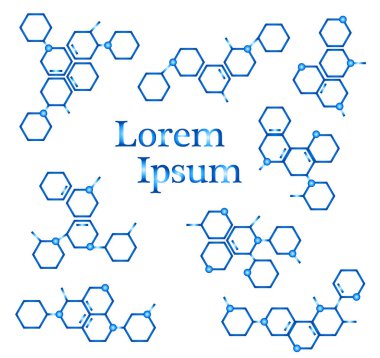 Molekül yapısı logo veya Biyoloji modeli işareti vektör. Günlük kümesi