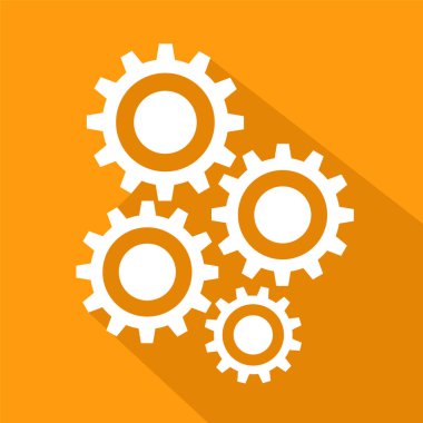 Düz uzun gölge simgesi vites, hisse senedi vektör çizim