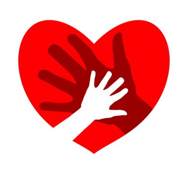 kalp tasarımı aile kavram wh üzerinde elleriyle, çocuk ve anne