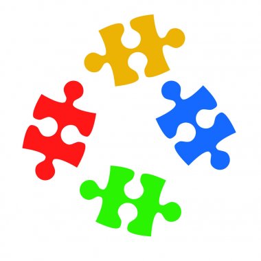 Beyaz arka plan üzerinde hisse senedi vektör çizim puzzle