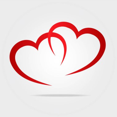 İki kırmızı kalp sembol sevgi olarak logo, hisse senedi vektör çizim