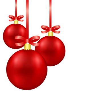 Kırmızı Noel dekorasyonu topları ile izole yay hangi şeritte