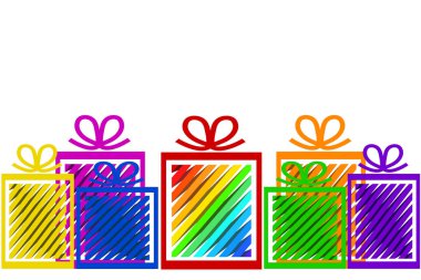 Tebrik kartı tasarımı renkli hediye kutusu used ile tatil kutlaması