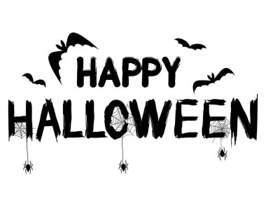 Cadılar Bayramın kutlu olsun metin afiş örümcek, Web ve yarasa, hisse senedi Vect