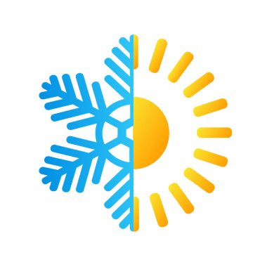 sıcak güneş ve frost kar tanesi iş logo, hisse senedi vektör illustra