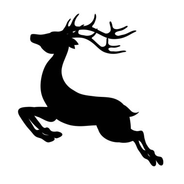 Noel geyiği simgesi beyaz, hisse senedi vektör çizim üzerinde uçan