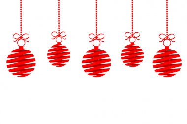 red christmas decoration balls from ribbon with bow isolated han clipart