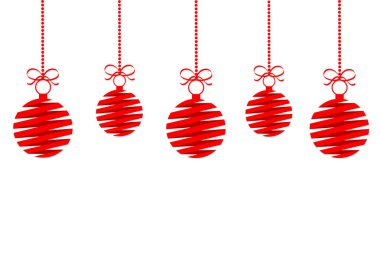 red christmas decoration balls from ribbon with bow isolated han clipart