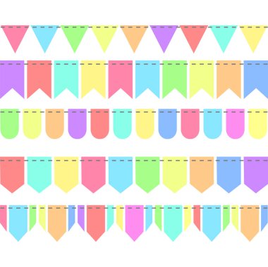 5 Tüller bayrakları Retro renk, hisse senedi vektör çizim