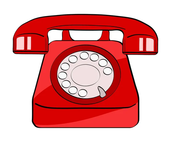 Vermelho telefone velho em pop art estilo retro cômico no fundo branco . — Vetor de Stock