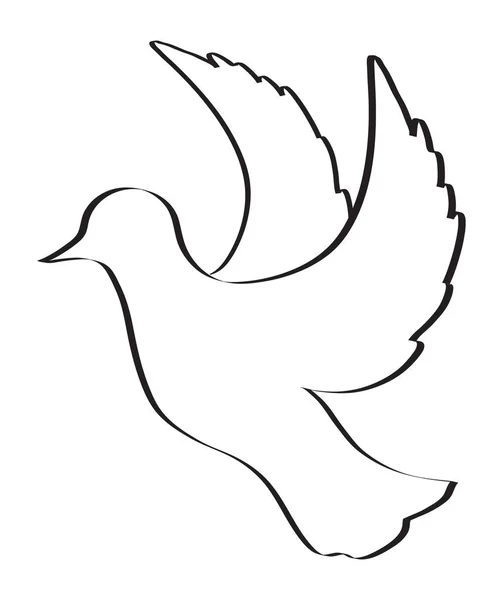 Skizze des Taubenvogelflugs, handgezeichnete Vektorillustration — Stockvektor