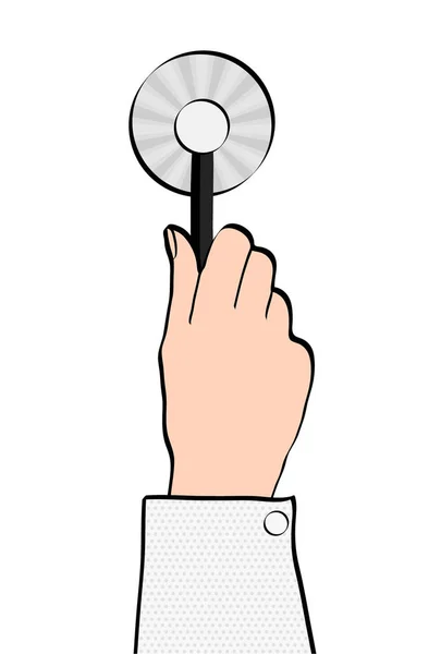 Orvosi sztetoszkóppal vagy phonendoscope az orvos keze. Orvosi — Stock Vector