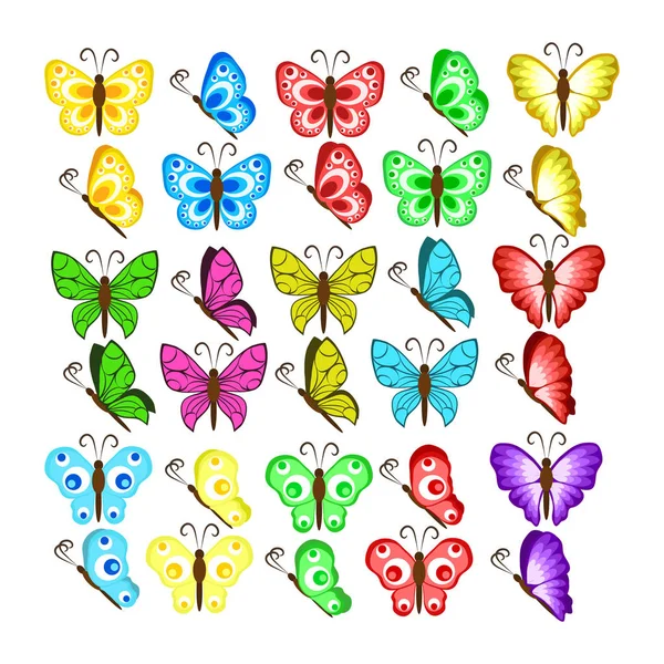 Цвета бабочек изолированы на белом фоне. Красивый вектор b — стоковый вектор
