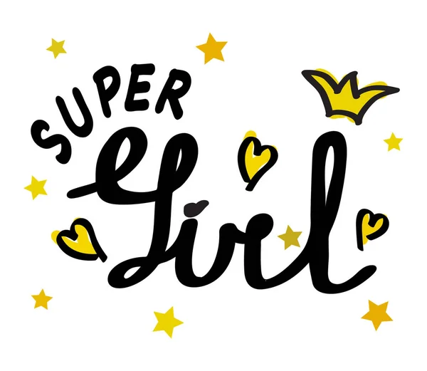 Vector poster van Super Girl tekst voor meisjes kleding. Super Girl b — Stockvector