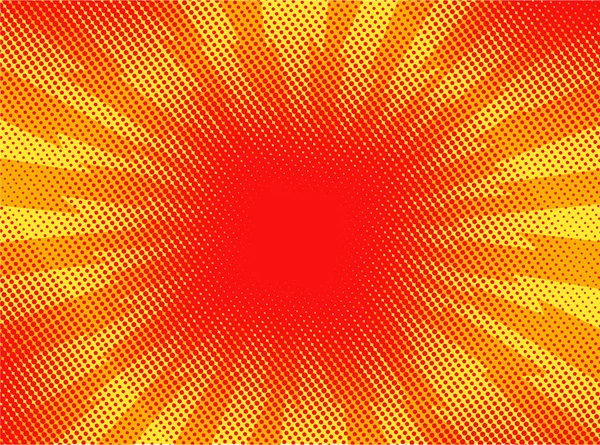 Rojo amarillo pop arte retro fondo de dibujos animados rayo explosión radi — Vector de stock