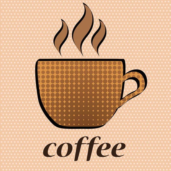 Кофе чашка и слово кофе в поп-арт ретро комический стиль на точках — стоковый вектор
