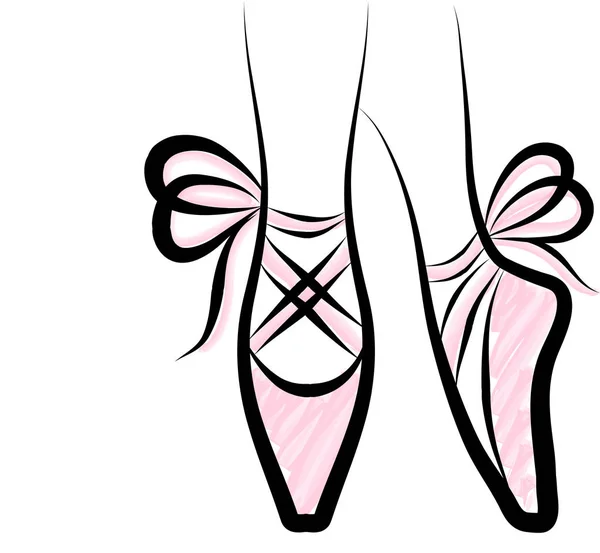 Akvarell pointe skor med band rosett. Handritade konst arbete iso — Stock vektor