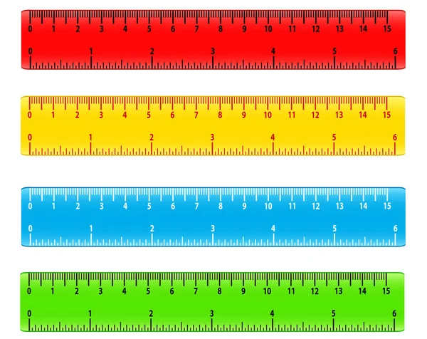 Warna sekolah mengukur penggaris dalam sentimeter dan vektor inci s - Stok Vektor