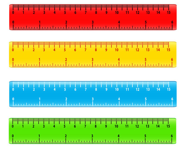 Color school measuring rulers in centimeters and inches vector s