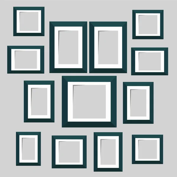 Plantillas de marco de pared aisladas sobre fondo blanco. En blanco — Vector de stock