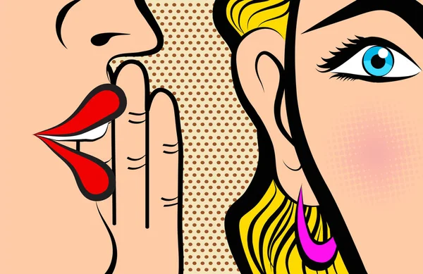 Ρετρό Pop Art στυλ κόμικ στυλ πίνακα κορίτσι κουτσομπολιού whisperin — Διανυσματικό Αρχείο