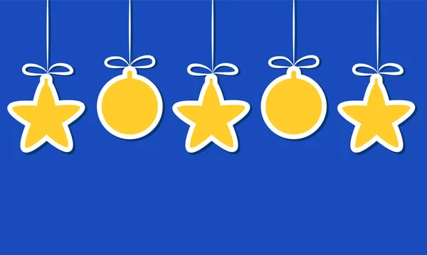 God jul och gott nytt år bakgrund med gula stjärnor — Stock vektor