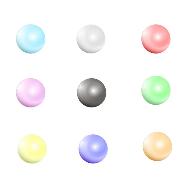 Perle multicolori. Vettoriale perline gioielli madreperla isolato su wh — Vettoriale Stock