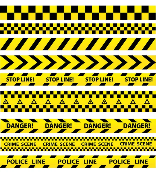 Police noire et jaune bande frontière, construction, danger caut — Image vectorielle