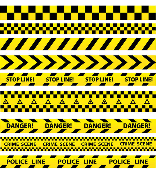 Black and yellow police stripe border, construction, danger caut