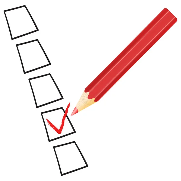 Symbol wektor znak wyboru i ikonę na czerwonej liście kontrolnej z pen dla — Wektor stockowy