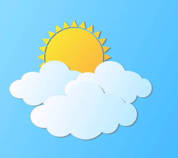 Vector sol moderno con fondo de nubes. Entrada de invitación de verano — Vector de stock