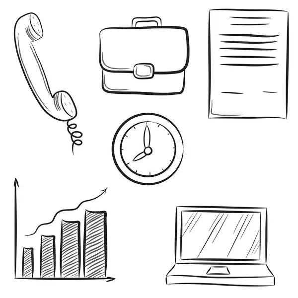 Icon set business office & communication with clock, phone, cont