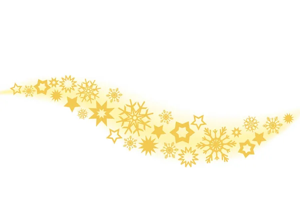 Christmas background with golden decorations stars and snowflake — Stock Vector