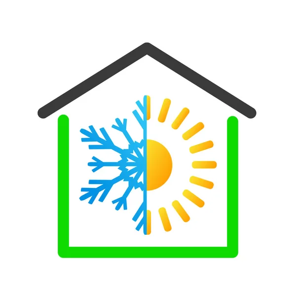 Desain logo bisnis rumah yang hangat atau dingin, ilustrasi vektor saham - Stok Vektor