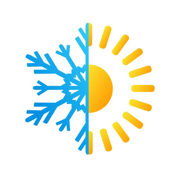 Sol quente e logotipo do negócio floco de neve geada, estoque vetor illustra —  Vetores de Stock
