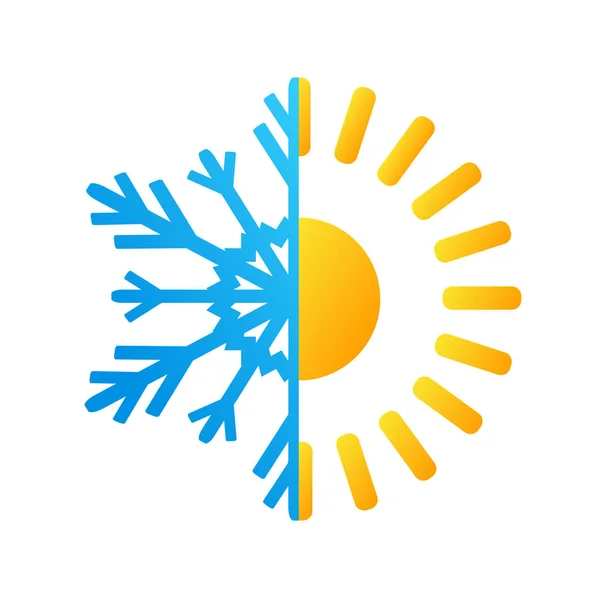 Sol caliente y escarcha copo de nieve logotipo del negocio, vector de stock illustra — Archivo Imágenes Vectoriales